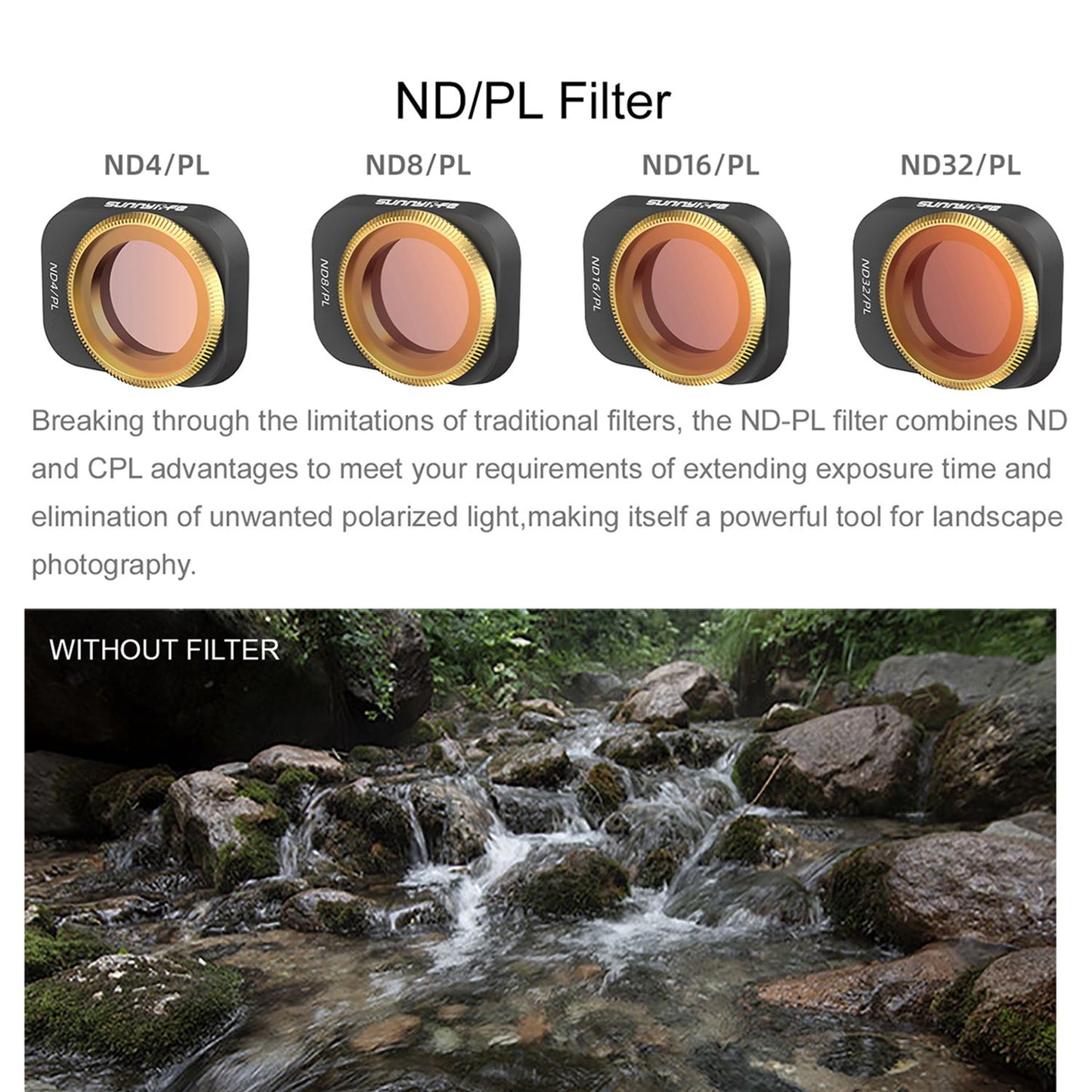 Uniqkart MM3-FI413 For DJI Mini 3 Pro ND/PL Adjustable Lens Filter Drone Camera Accessories - ND8/PL