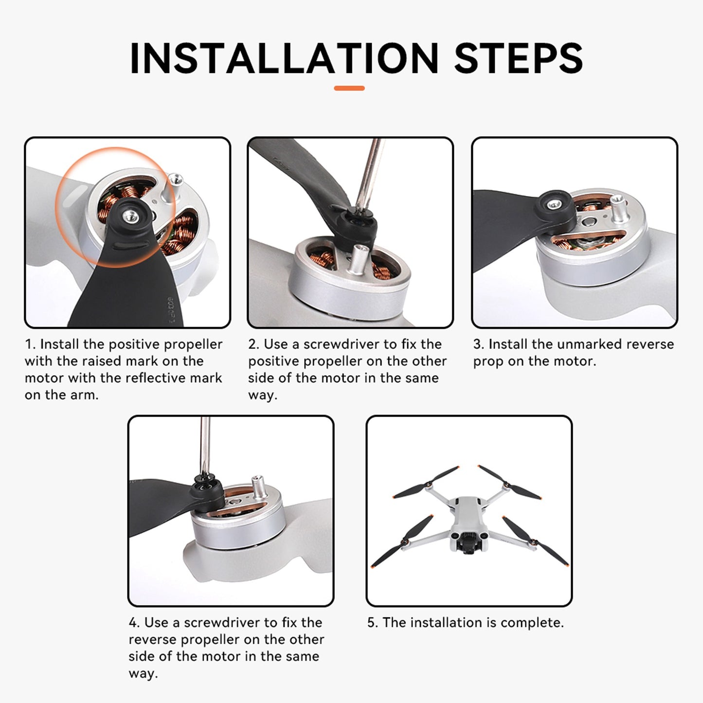 RCSTQ 1359100 For DJI Mini 3 Pro 4Pcs Plastic Noise Reduction Drone Propellers Blades Replacement Parts - Black/Gold