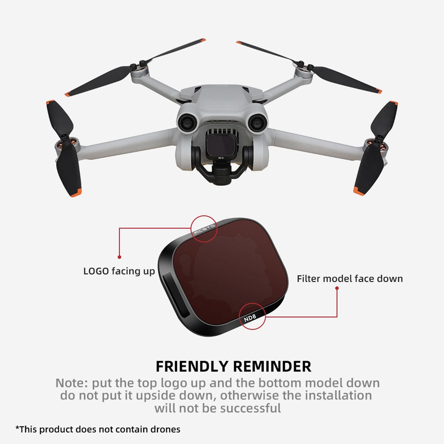 RCSTQ For DJI Mini 3 Pro Aluminum Alloy+Glass ND Filter ND8 ND16 ND32 ND64 RC Accessories - ND8