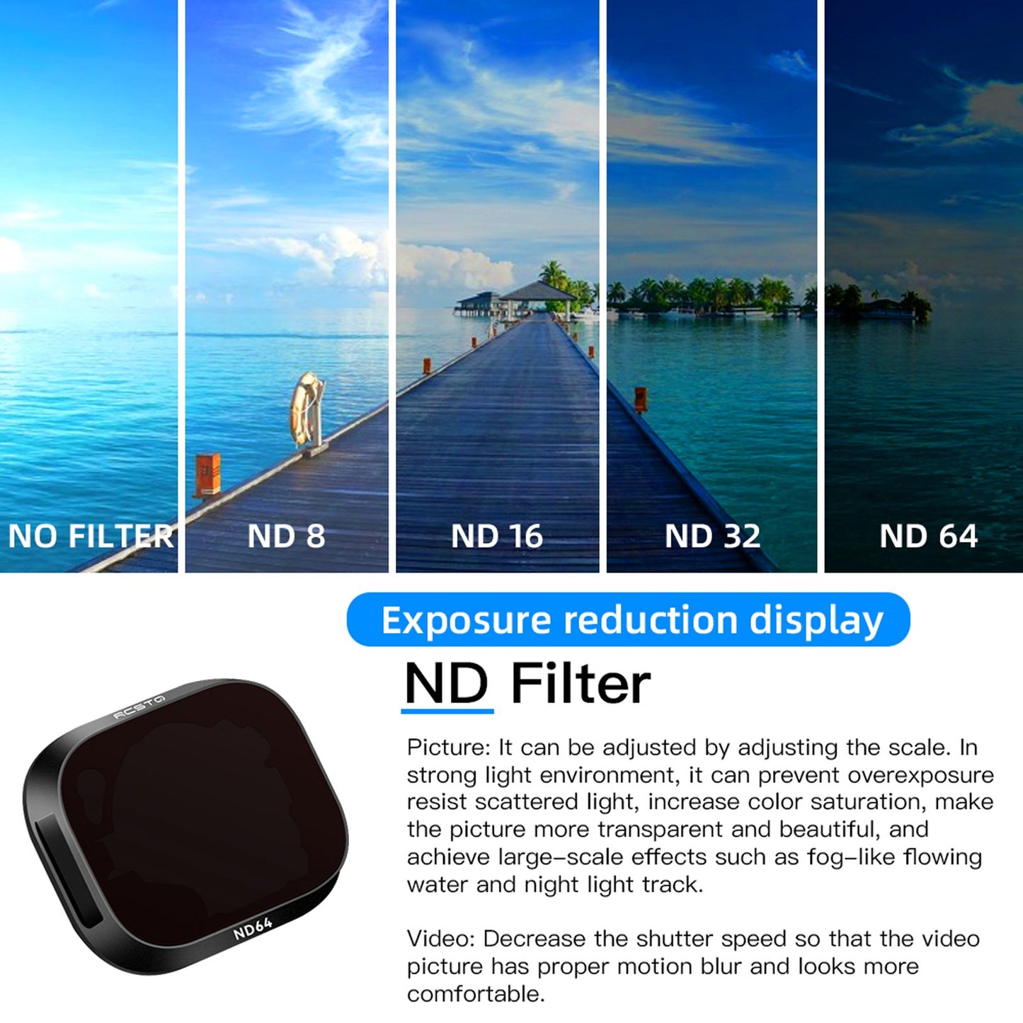 RCSTQ For DJI Mini 3 Pro Aluminum Alloy+Glass ND Filter ND8 ND16 ND32 ND64 RC Accessories - ND8