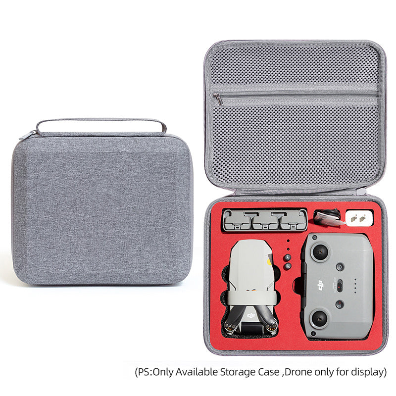 For DJI Mini 2 / Mini 2 SE Combo Drone and Accessories Storage Bag Portable Shockproof Carrying Case Handbag - Grey / Red Liner