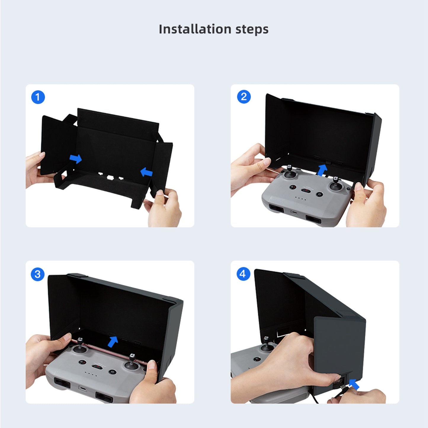 QISYKER DARCN2513 for DJI Mini 3 Pro/Air 2/Air 2S/Mini 2/Mavic 3 Mobile Phone RC-N1 Remote Control Foldable Sun Hood Screen Cover