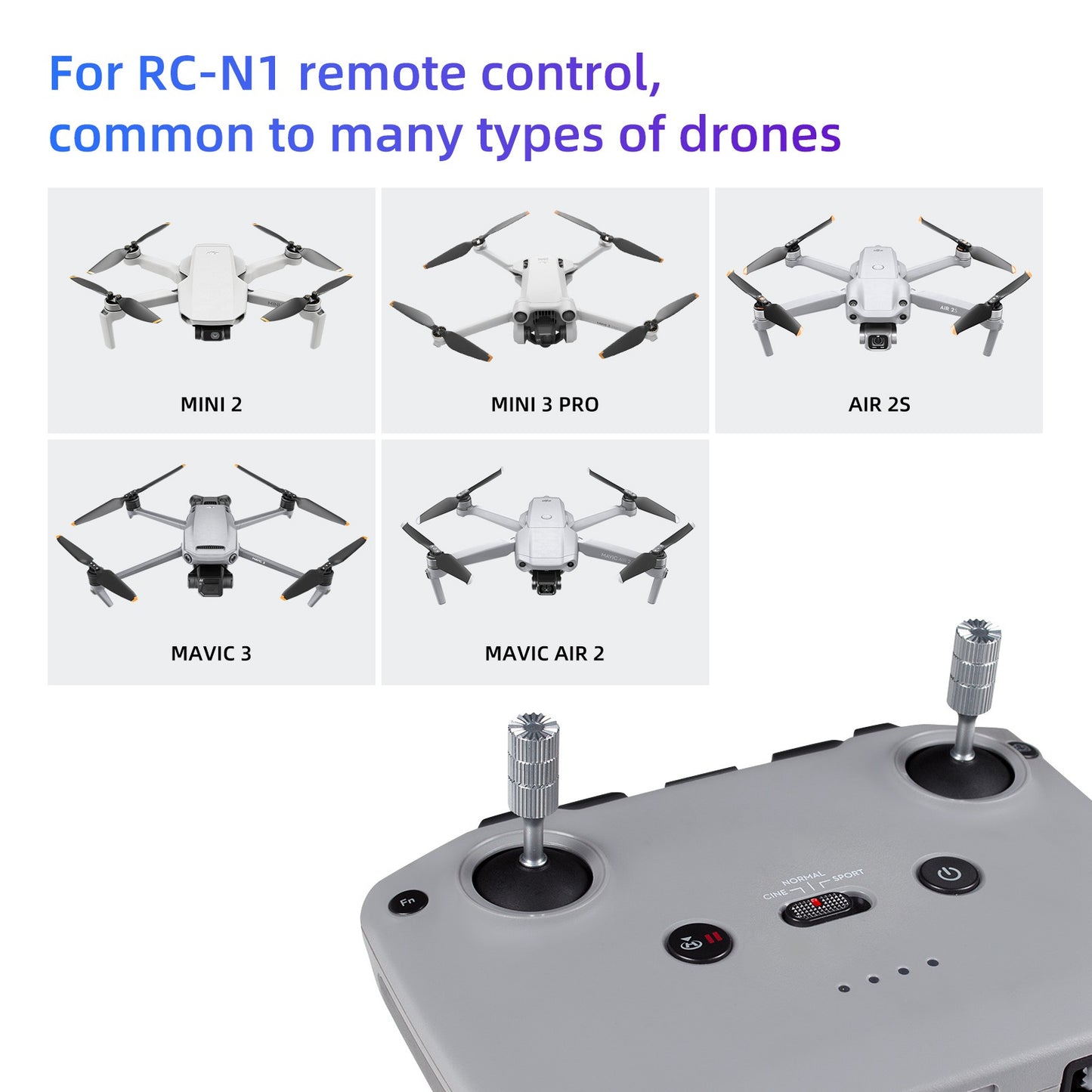 QISYKER DRCJ2511 2Pcs Thumb Rocker Stick for DJI RC-N1 Remote Controller/Mini 3 Pro/Air 2/Air 2S/Mini 2/Mavic 3 Heightening Joystick Protector Rod