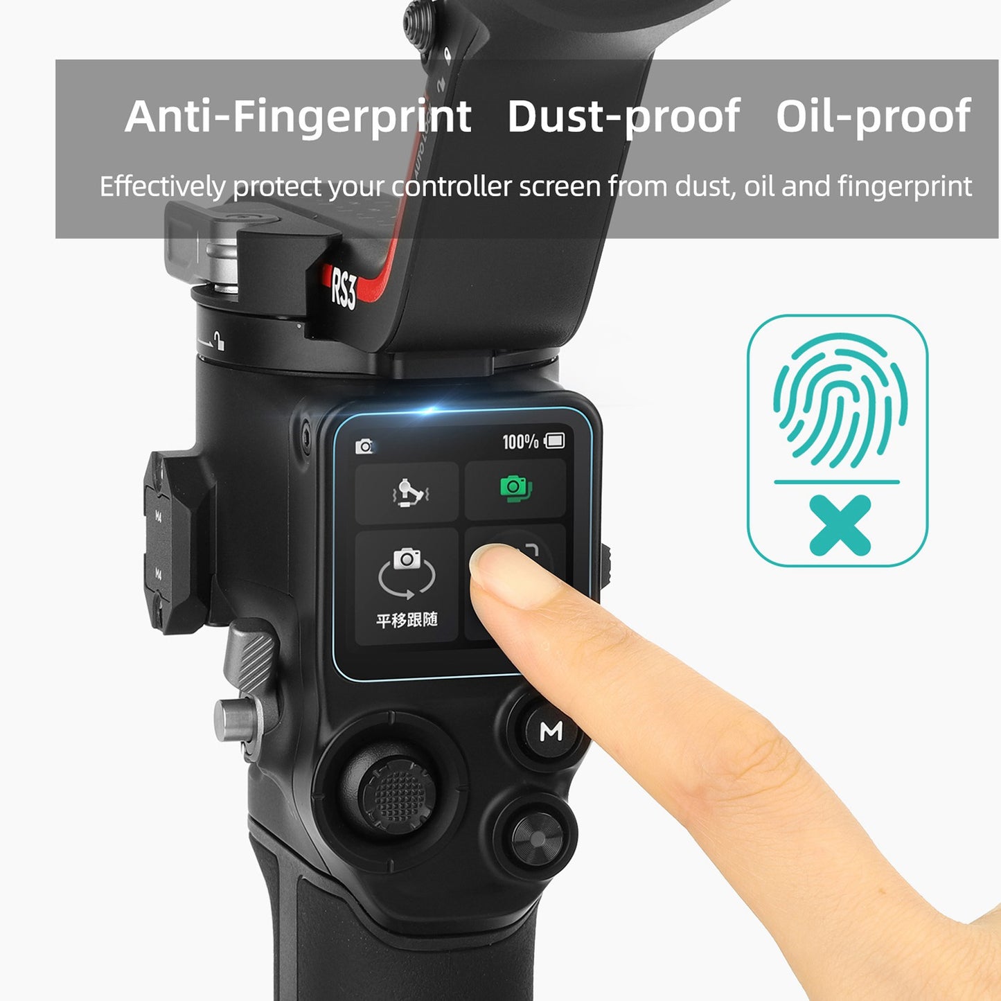 Uniqkart RO-GHM449 2Pcs for DJI RS 3/RS 3 Pro Handheld Stabilizer Tempered Glass Touch Screen Protector Anti-fingerprint Cover Film