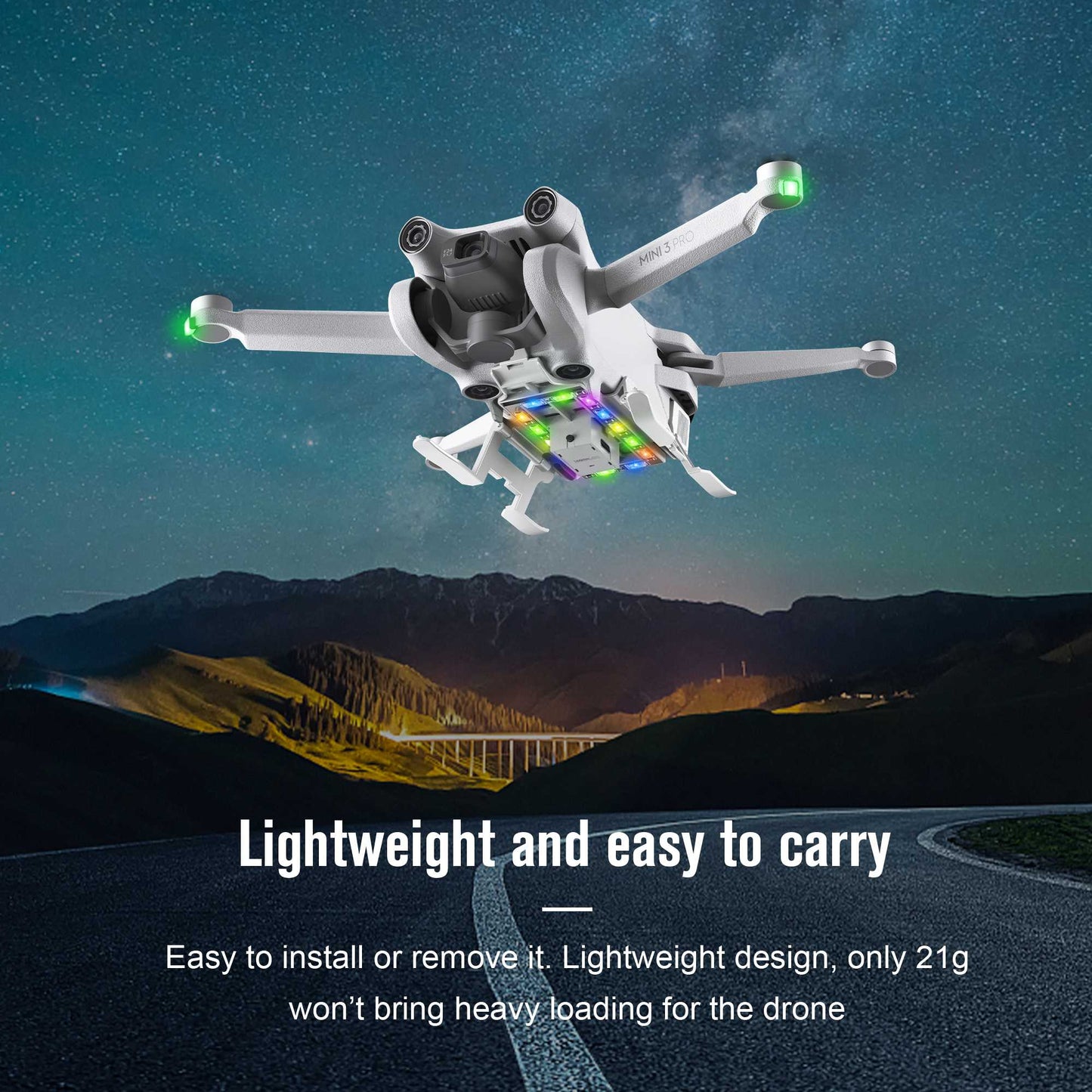 STARTRC 1111016 for DJI Mini 3 Pro Drone Foldable Landing Gear LED Light ABS Anti-fall Heighten Stand