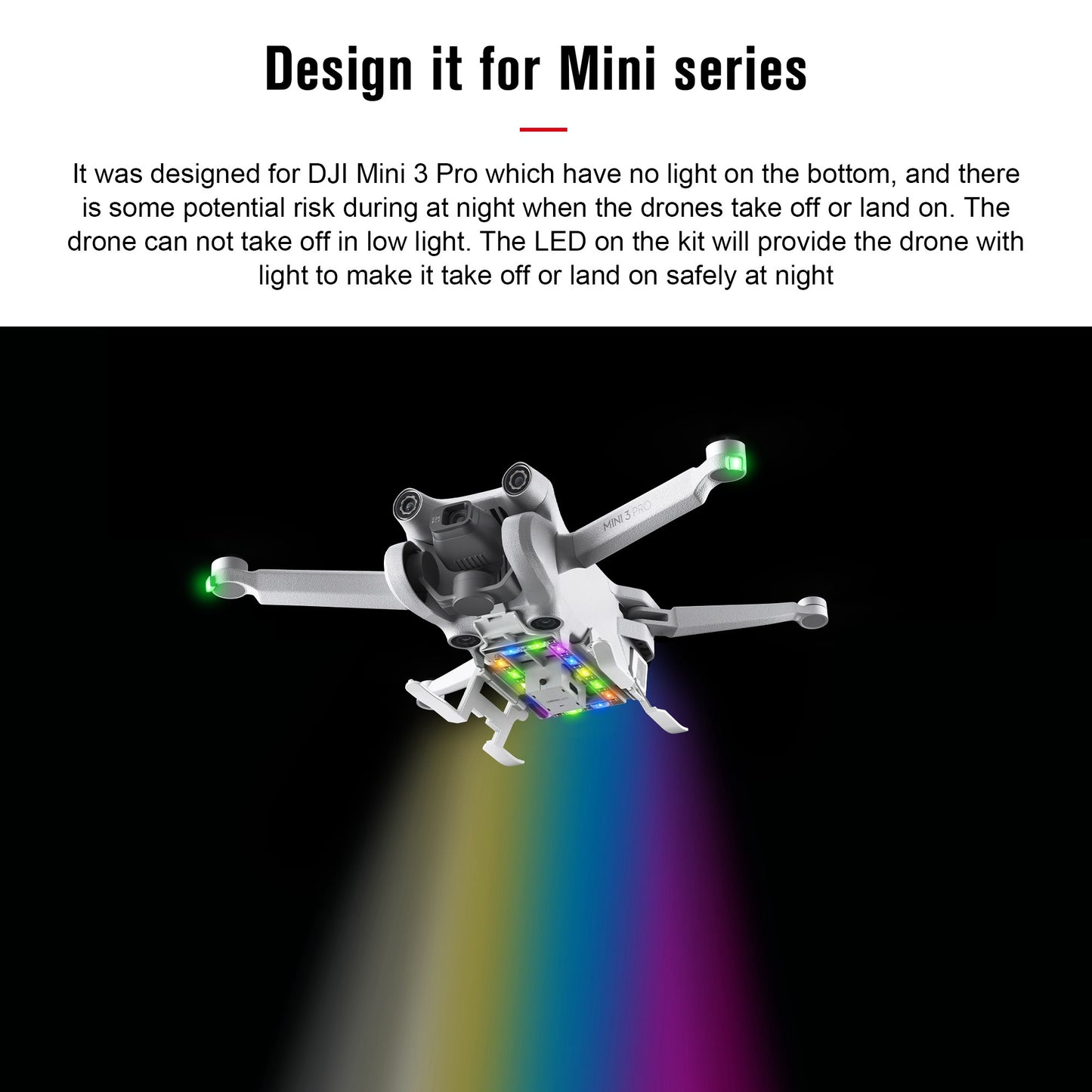 STARTRC 1111016 for DJI Mini 3 Pro Drone Foldable Landing Gear LED Light ABS Anti-fall Heighten Stand