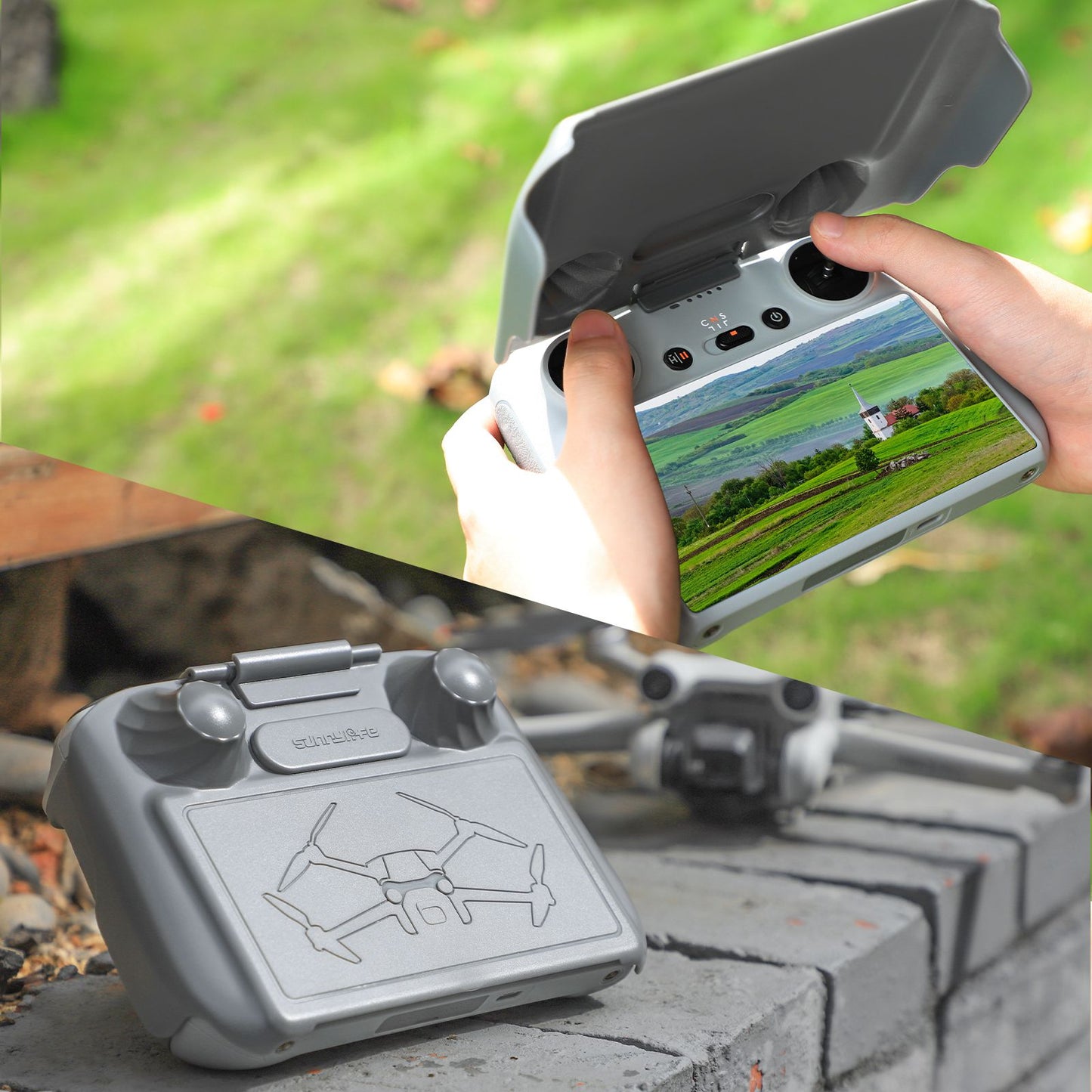 SUNNYLIFE MM3-YK466 for DJI RC Remote Control 2-in-1 Plastic Protective Cover Sun Hood