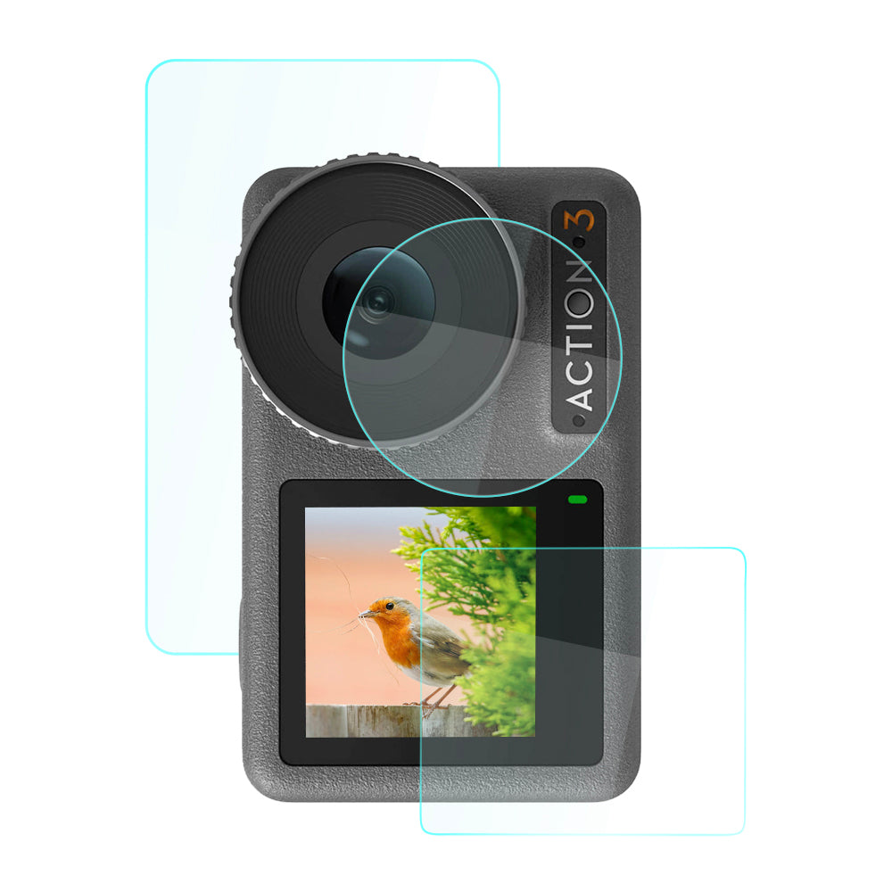 BRDRC for DJI Osmo Action 3 Camera Tempered Glass Film Explosion-proof Screen Lens Protector Set