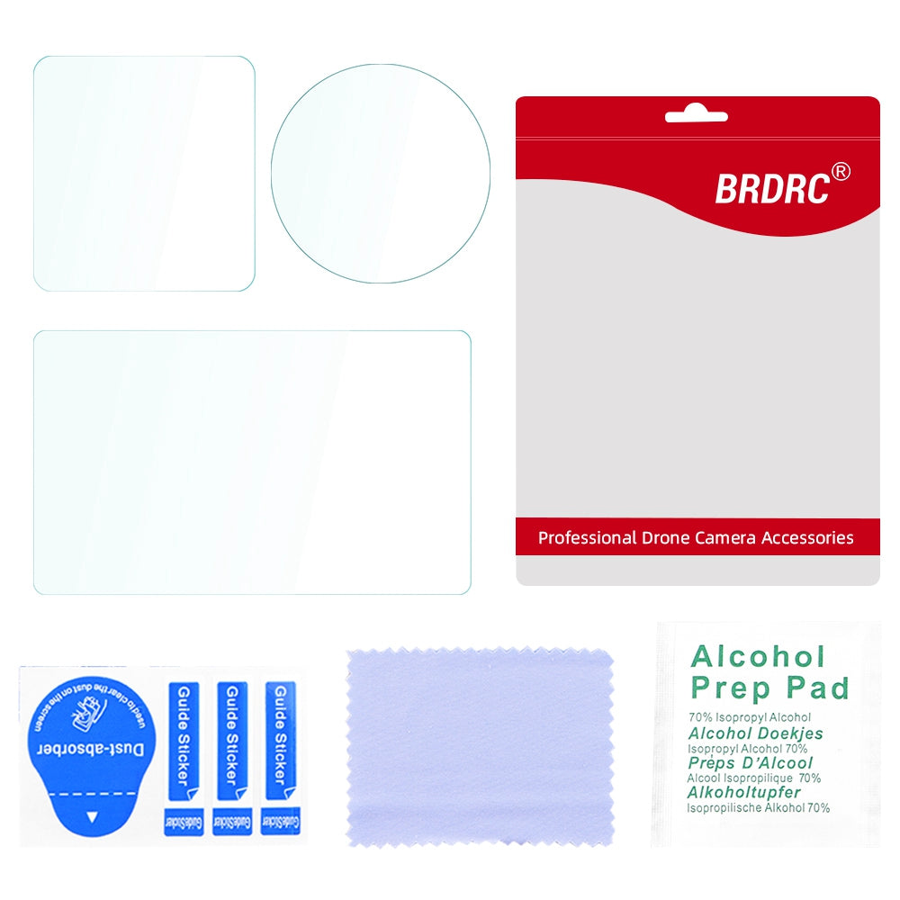 BRDRC for DJI Osmo Action 3 Camera Tempered Glass Film Explosion-proof Screen Lens Protector Set