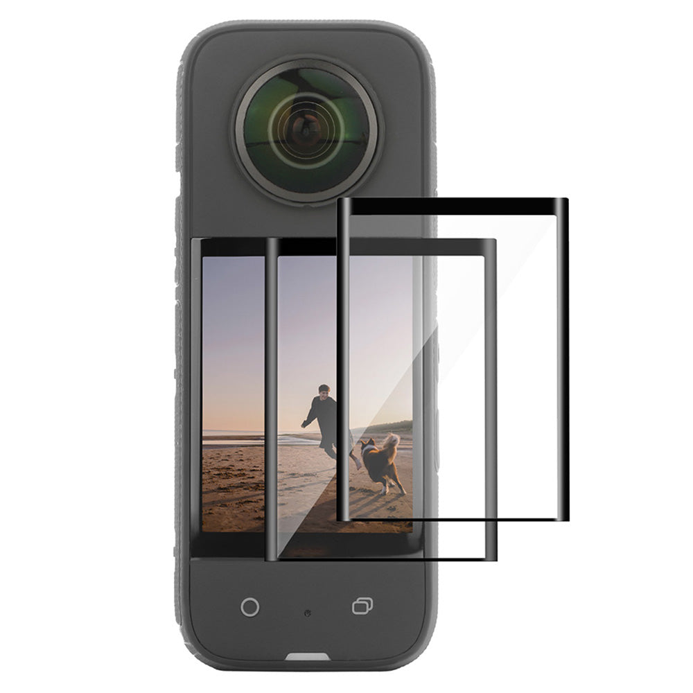 SUNNYLIFE IST-BHM499 2 Sets HD Clear Camera Screen Protector Kit for Insta360 X3, Anti-explosion Curved Design Full Covering Tempered Glass Screen Film
