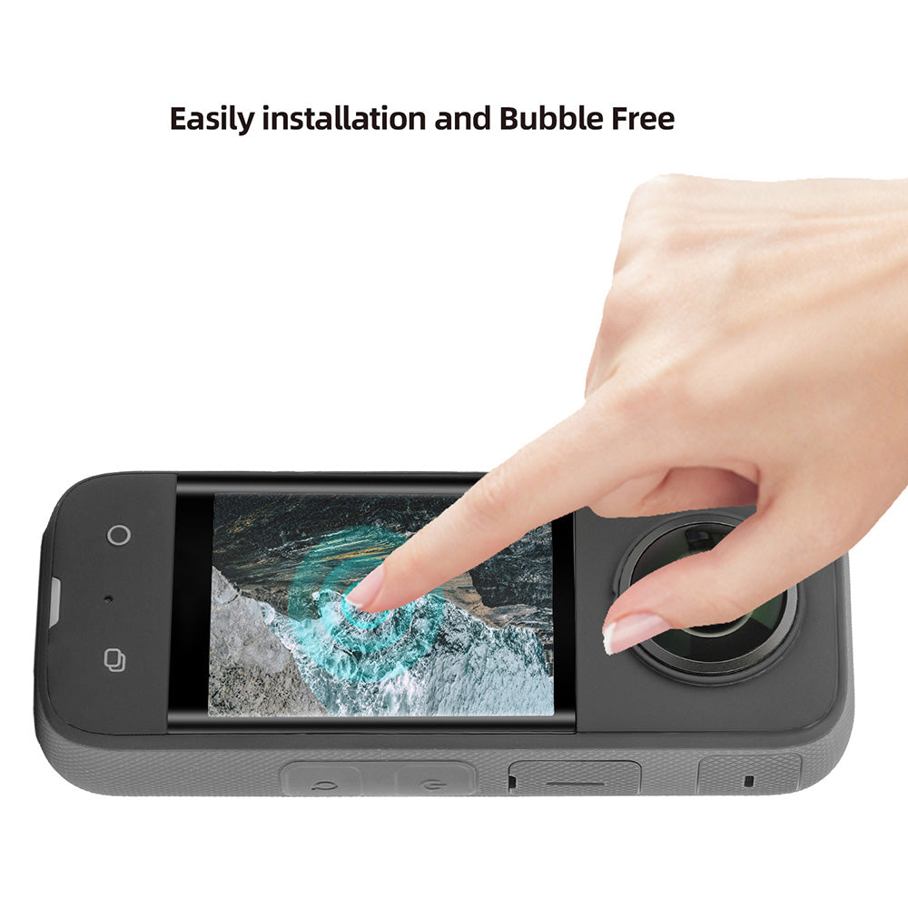 Uniqkart IST-BHM498 1 Set Camera Screen Protector Kit for Insta360 X3, HD Clear Curved Design Full Covering Tempered Glass Screen Film