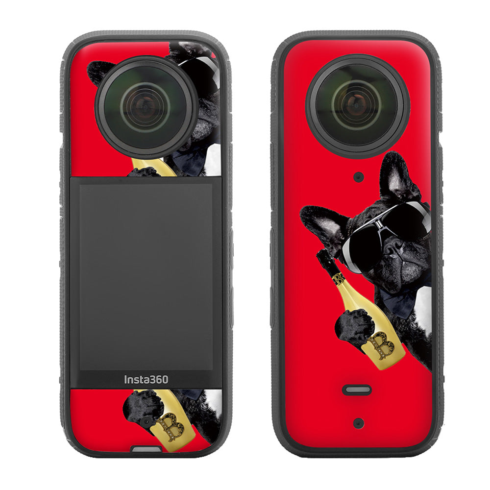 Uniqkart IST-TZ485 For Insta360 X3 Adhesive Cute Pattern PVC Sticker Set Decoration Camera Accessories Kit - Dog / Brushed