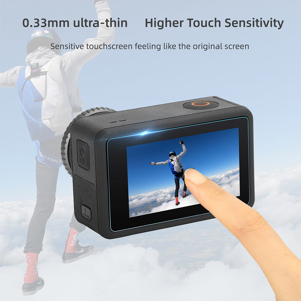 Uniqkart OA3-BHM494 3Pcs / Set for DJI Osmo Action 3 Tempered Glass Screen Protector Camera Lens Film + Screen Film Combo