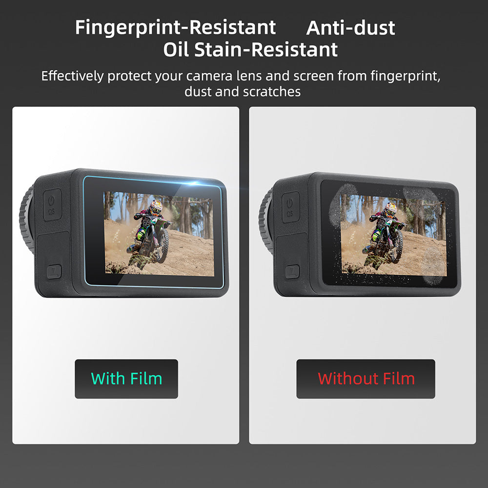 Uniqkart OA3-BHM494 3Pcs / Set for DJI Osmo Action 3 Tempered Glass Screen Protector Camera Lens Film + Screen Film Combo