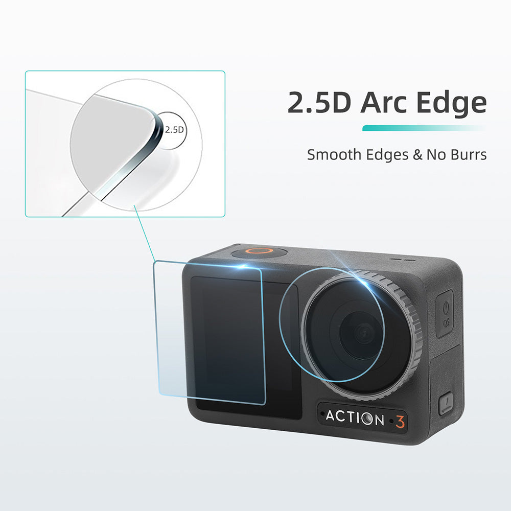 Uniqkart OA3-BHM495 6Pcs / Set Tempered Glass Screen Protector for DJI Osmo Action 3 Anti-scratch Camera Lens Film + Screen Film Combo