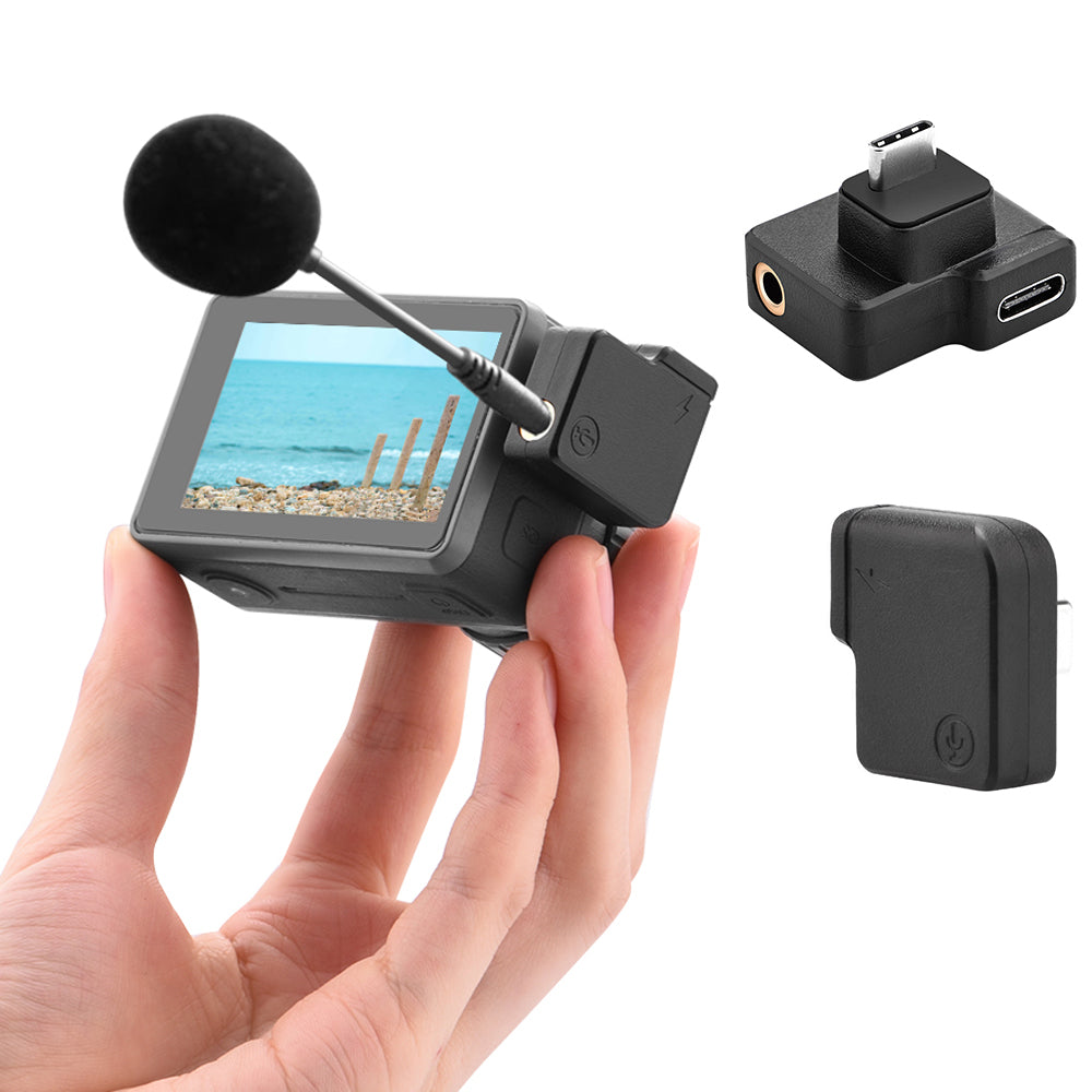 BRDRC DJI-7337 USB-C 3.5mm Microphone Adapter for DJI Osmo Action Camera, Supporting Battery Charging Data Transmission