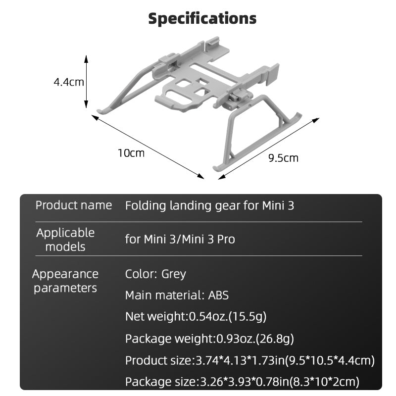BRDRC 9648 For DJI Mini 3 / Mini 3 Pro Folding Landing Gear RC Drone Accessories Leg Support Protector Extensions