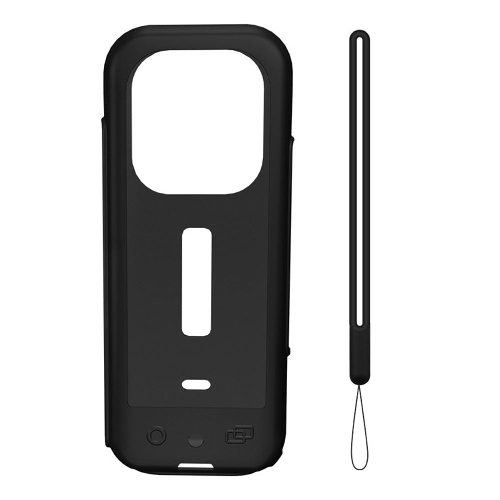 Silicone Case for Insta360 X3 Panoramic Camera Anti-scratch Protective Cover with Strap - Black