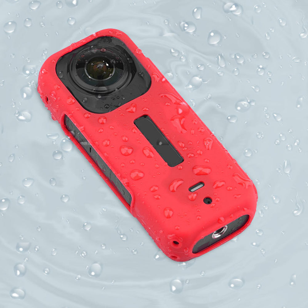 Silicone Case for Insta360 X3 Panoramic Camera Anti-scratch Protective Cover with Strap - Black