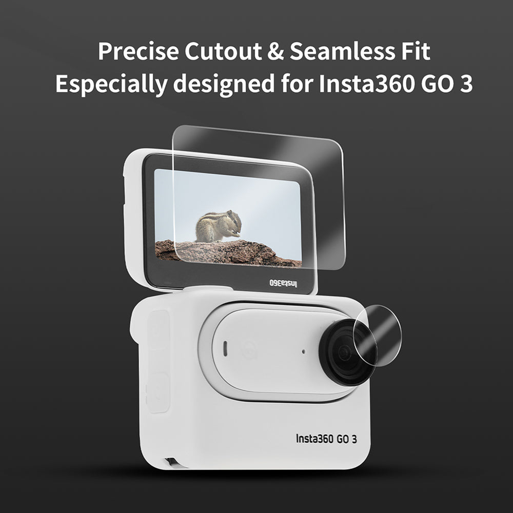 Uniqkart 1Pc For Insta360 GO 3 Action Camera Tempered Glass 9H Hardness Lens Film + Screen Protector Set
