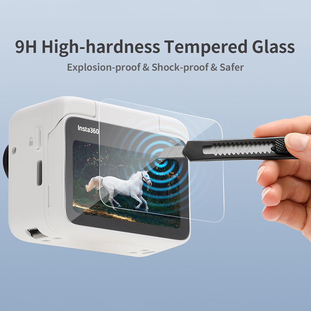 Uniqkart 2Pcs For Insta360 GO 3 0.3mm Ultra Thin Tempered Glass Lens Film + Screen Protector Set