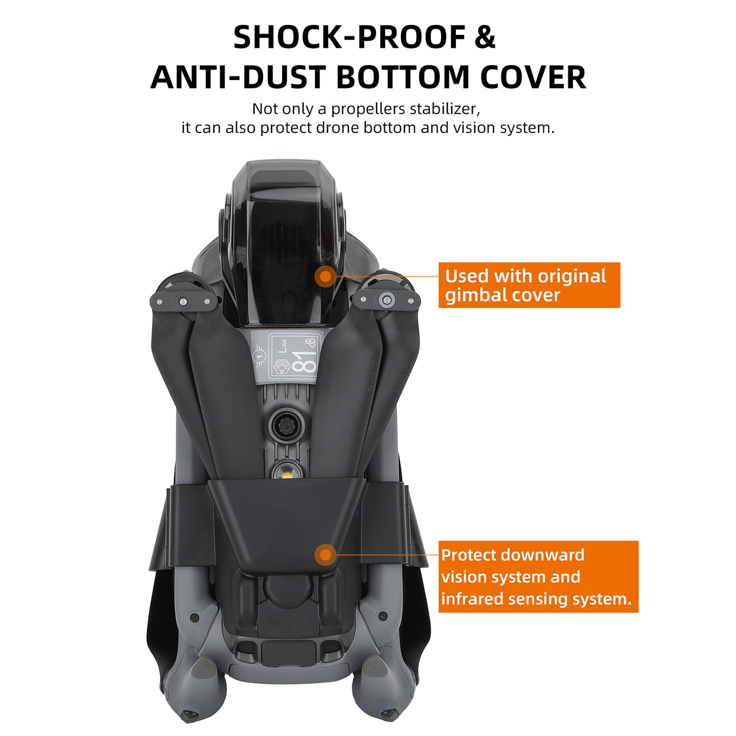 SUNNYLIFE A3-SJ663 For DJI Air 3 Drone Propeller Holder Plastic+Silicone Propeller Fixing Stabilizer - Black