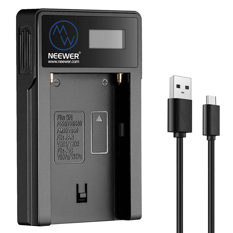 Uniqkart NW-USBF550 LCD Smart Battery Charger for Sony NP-F550 / F750 / F960 / F970