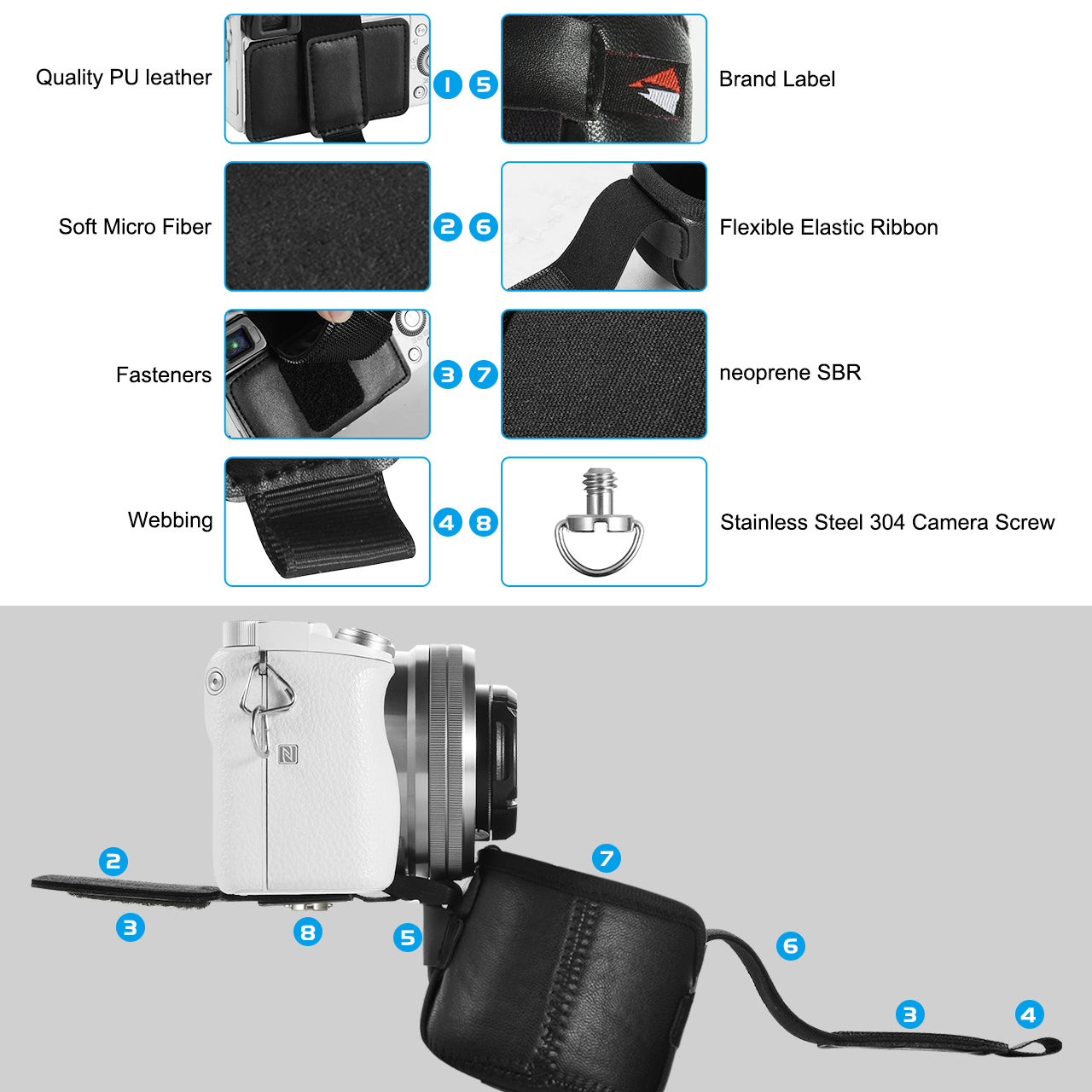 PU Leather Protective Case for SLR Camera Lens - Size: L