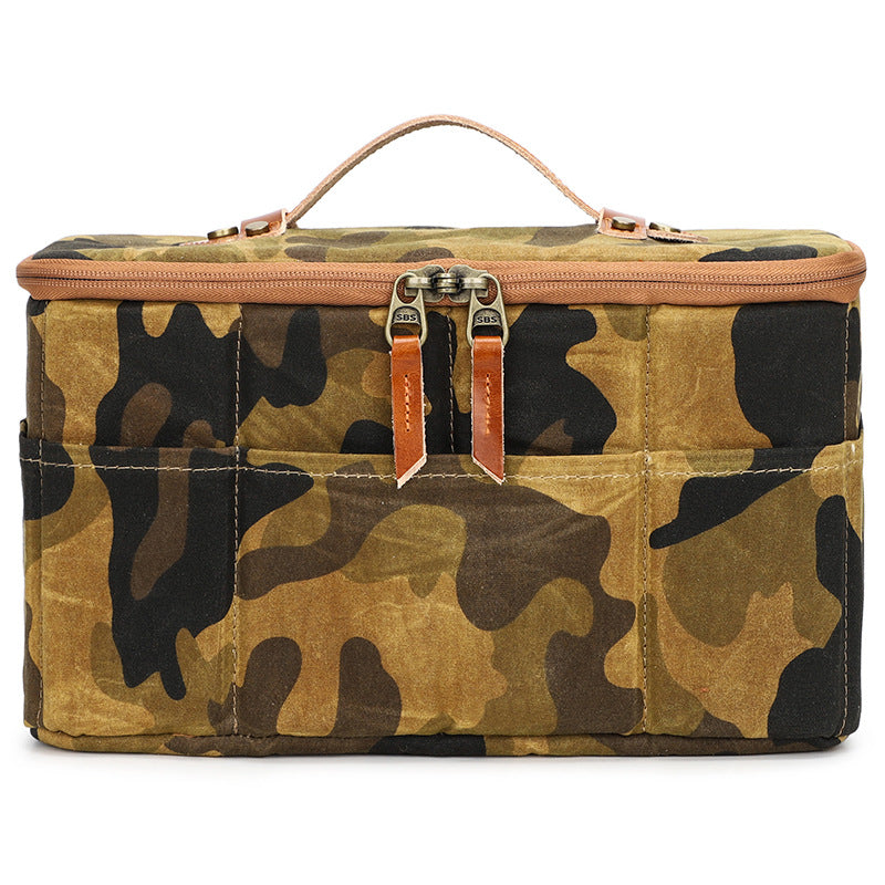 K712 SLR Camera Storage Bag Waterproof Canvas Digital Camera Carrying Handbag - Brown