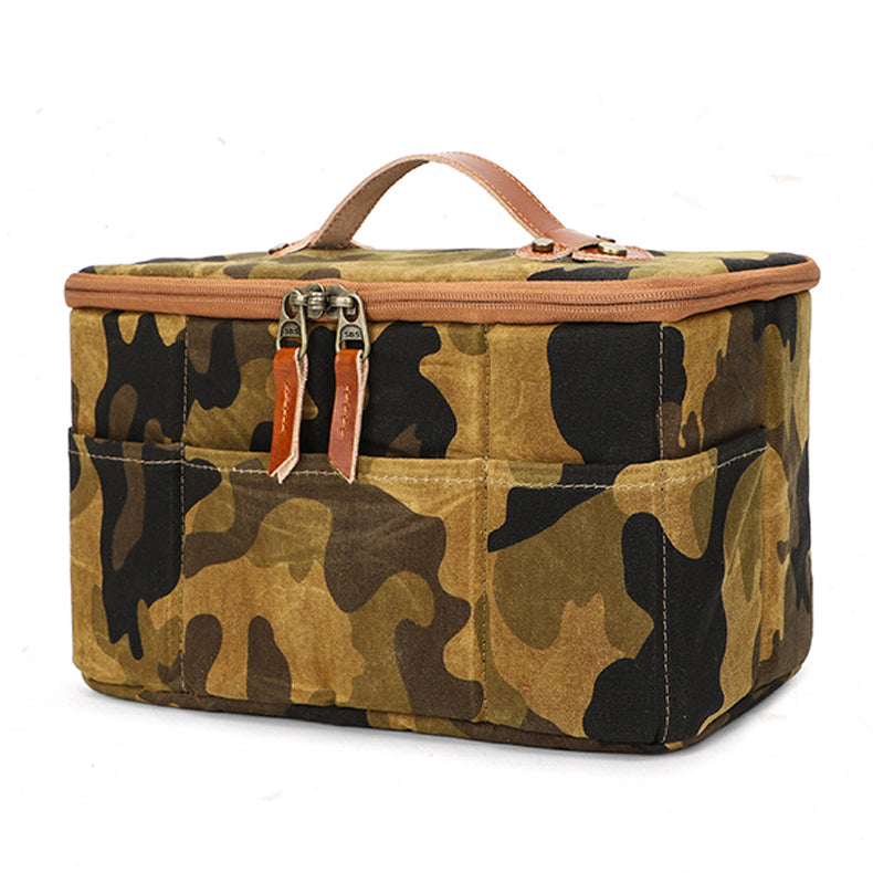 K712 SLR Camera Storage Bag Waterproof Canvas Digital Camera Carrying Handbag - Brown