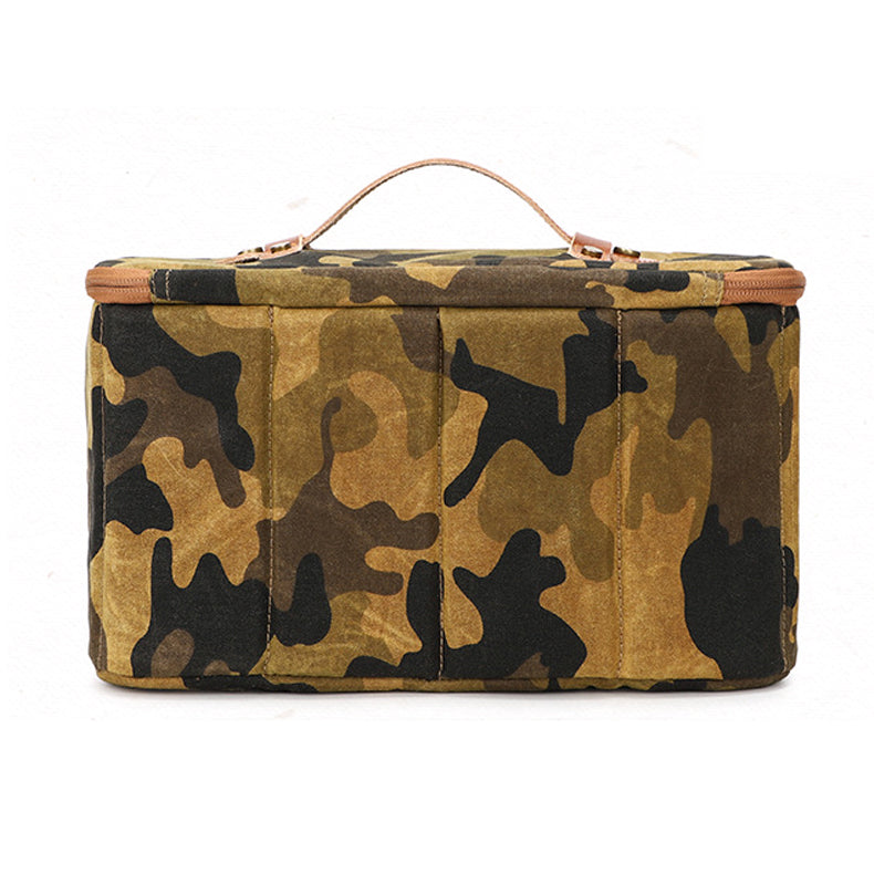 K712 SLR Camera Storage Bag Waterproof Canvas Digital Camera Carrying Handbag - Brown