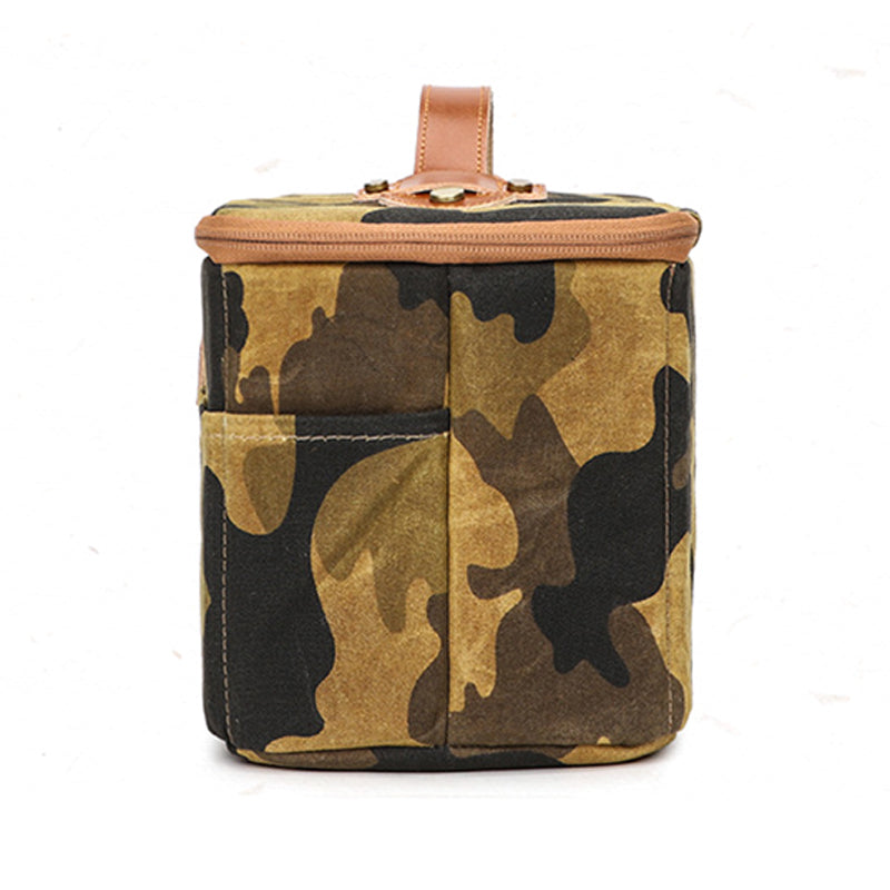 K712 SLR Camera Storage Bag Waterproof Canvas Digital Camera Carrying Handbag - Brown