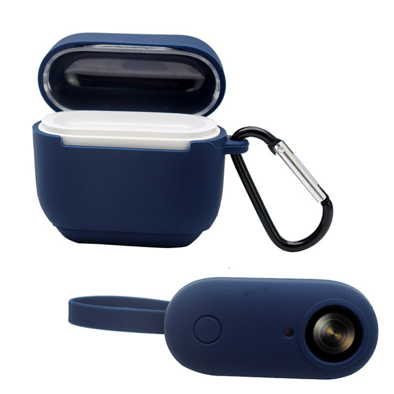 Uniqkart for Insta360 GO Anti-drop Camera Protective Cover Soft Silicone Case with Charging Case Silicone Cover and Carabiner - Midnight Blue