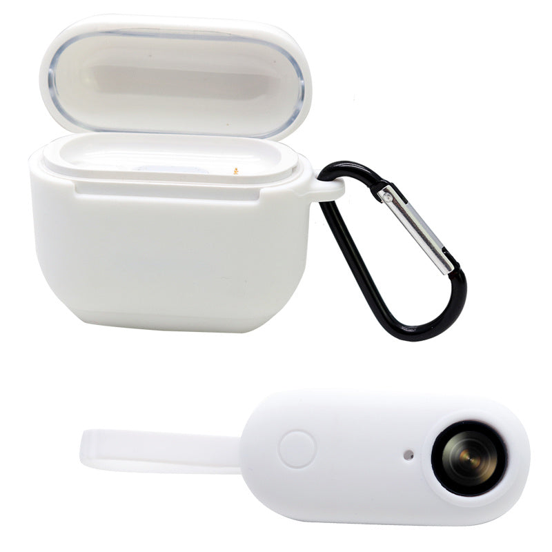 Uniqkart for Insta360 GO Anti-drop Camera Protective Cover Soft Silicone Case with Charging Case Silicone Cover and Carabiner - White