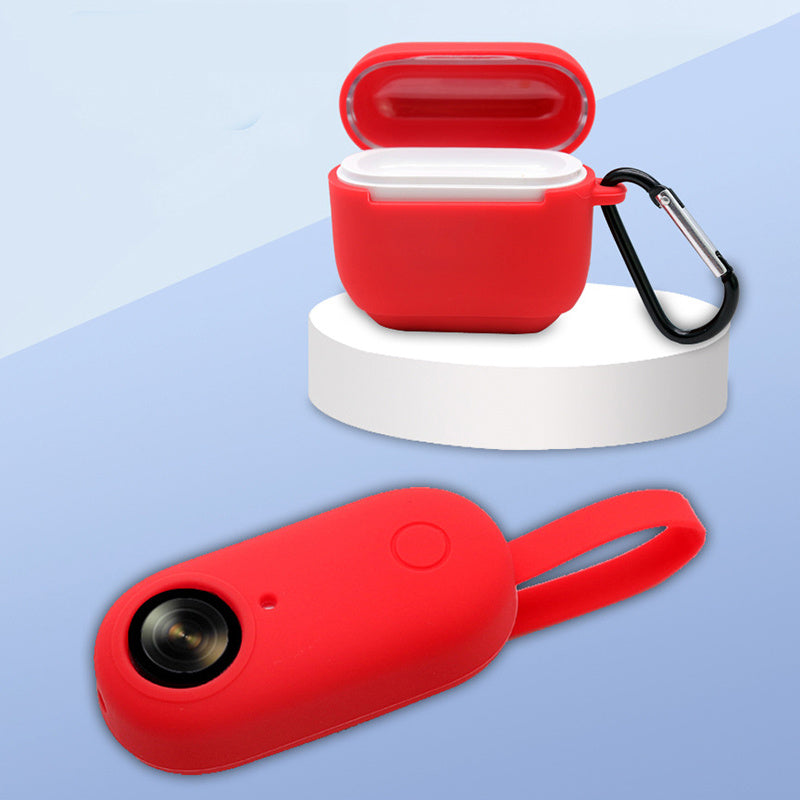 Uniqkart for Insta360 GO Anti-drop Camera Protective Cover Soft Silicone Case with Charging Case Silicone Cover and Carabiner - White