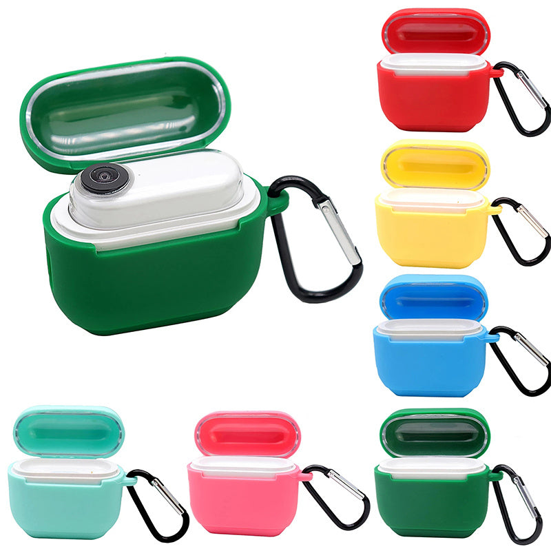 Uniqkart for Insta360 GO Camera Charging Case Soft Silicone Protective Cover Anti-drop Case with Carabiner - Rose