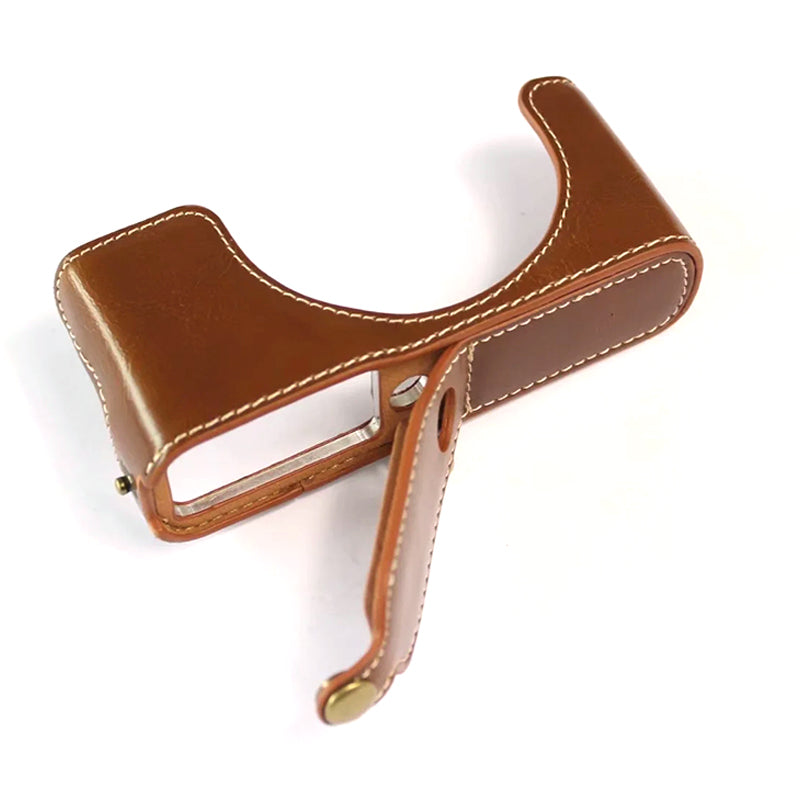 Uniqkart for Leica D-lux7 Replacement Half Camera Case Bottom Opening PU Leather Bag Cover - Brown