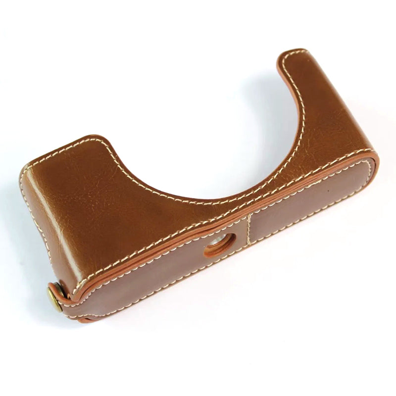Uniqkart for Leica D-lux7 Replacement Half Camera Case Bottom Opening PU Leather Bag Cover - Brown