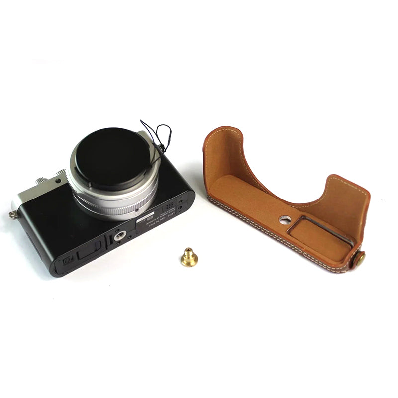 Uniqkart for Leica D-lux7 Replacement Half Camera Case Bottom Opening PU Leather Bag Cover - Brown