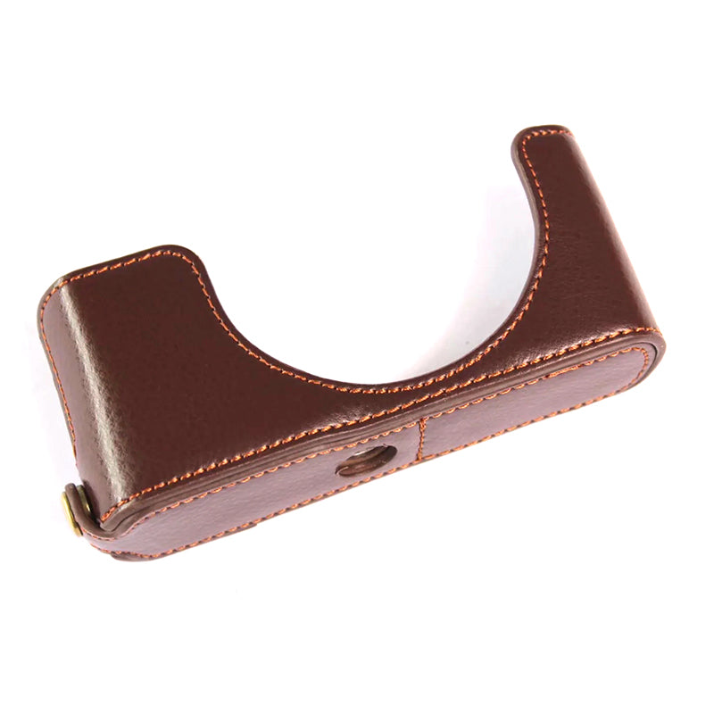 Uniqkart for Leica D-lux7 Camera Case Genuine Leather Half Body Cover - Coffee