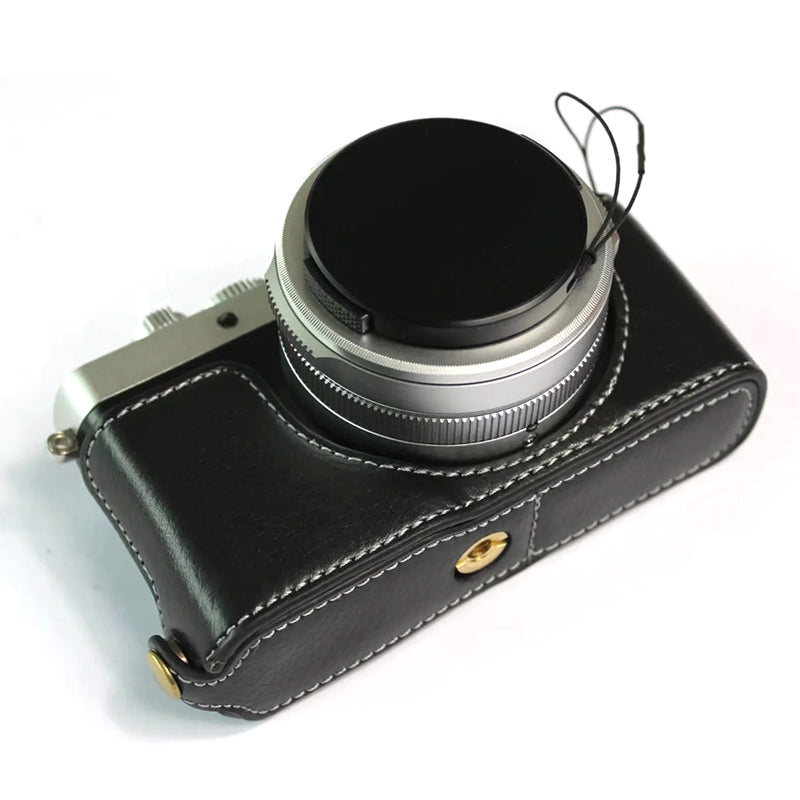 Uniqkart for Leica D-lux7 Camera Case Genuine Leather Half Body Cover - Black