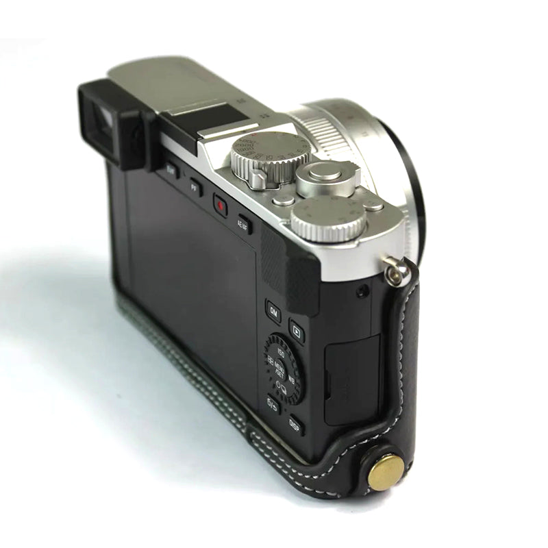 Uniqkart for Leica D-lux7 Camera Case Genuine Leather Half Body Cover - Black