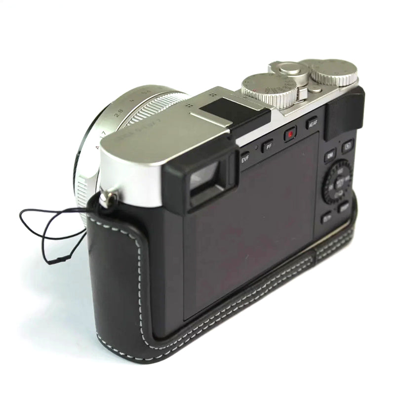 Uniqkart for Leica D-lux7 Camera Case Genuine Leather Half Body Cover - Black