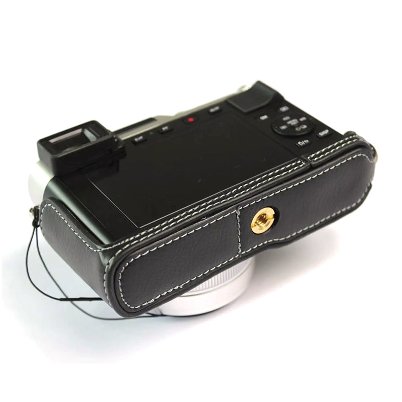 Uniqkart for Leica D-lux7 Camera Case Genuine Leather Half Body Cover - Black