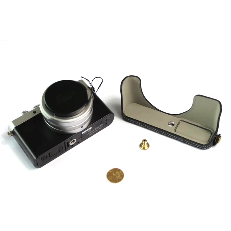 Uniqkart for Leica D-lux7 Camera Case Genuine Leather Half Body Cover - Black