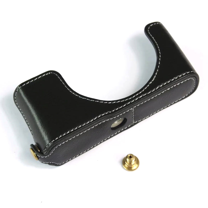 Uniqkart for Leica D-lux7 Camera Case Genuine Leather Half Body Cover - Black