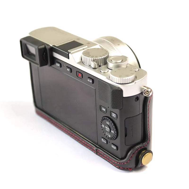 PU Leather Digital Camera Bag for Leica D-LUX 7 Battery Opening Design Protective Cover with Lens Pouch and Shoulder Strap - Black