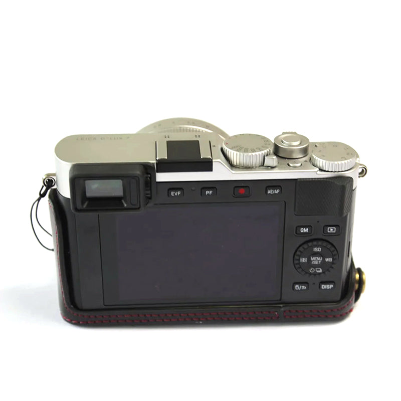 PU Leather Digital Camera Bag for Leica D-LUX 7 Battery Opening Design Protective Cover with Lens Pouch and Shoulder Strap - Black