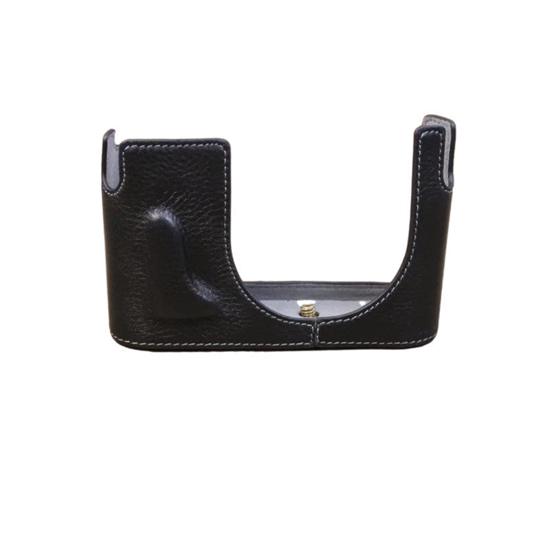 Uniqkart for Leica Q Genuine Leather Bottom Case Digital Camera Protective Half Body Cover with Battery Opening - Black