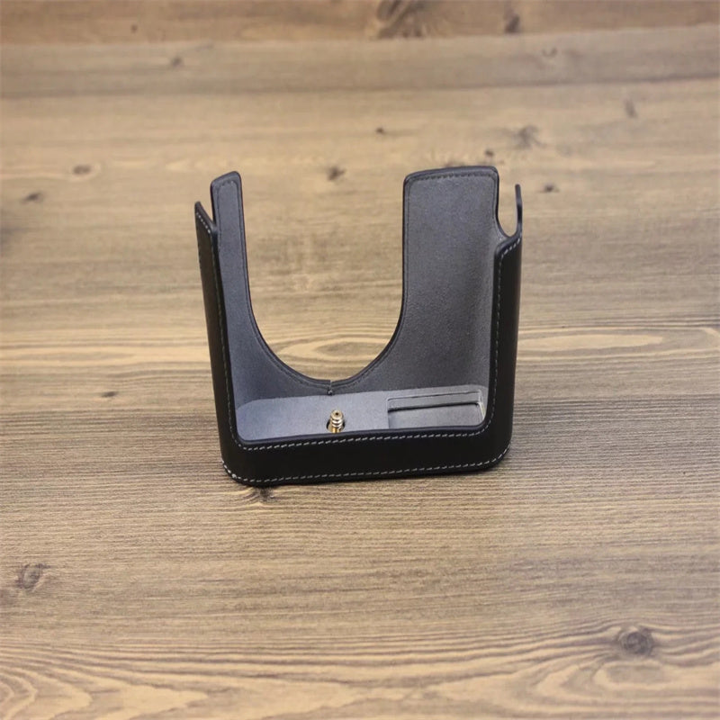 Uniqkart for Leica Q Genuine Leather Bottom Case Digital Camera Protective Half Body Cover with Battery Opening - Black